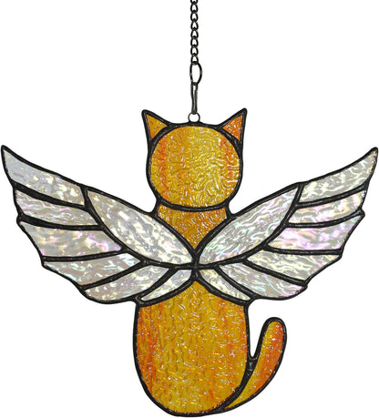 Angel Rainbow Wing Memorial Gifts - Stained Glass Cat Suncatcher, Loss of Cat Sympathy Gift (Black) - Image 9