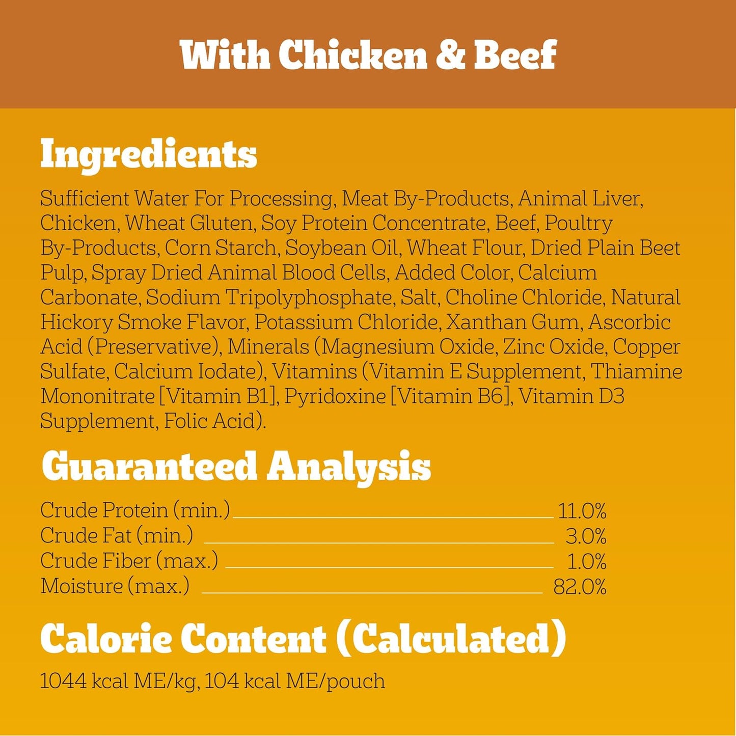 Close up of Pedigree high protein beef recipe wet dog food pouch