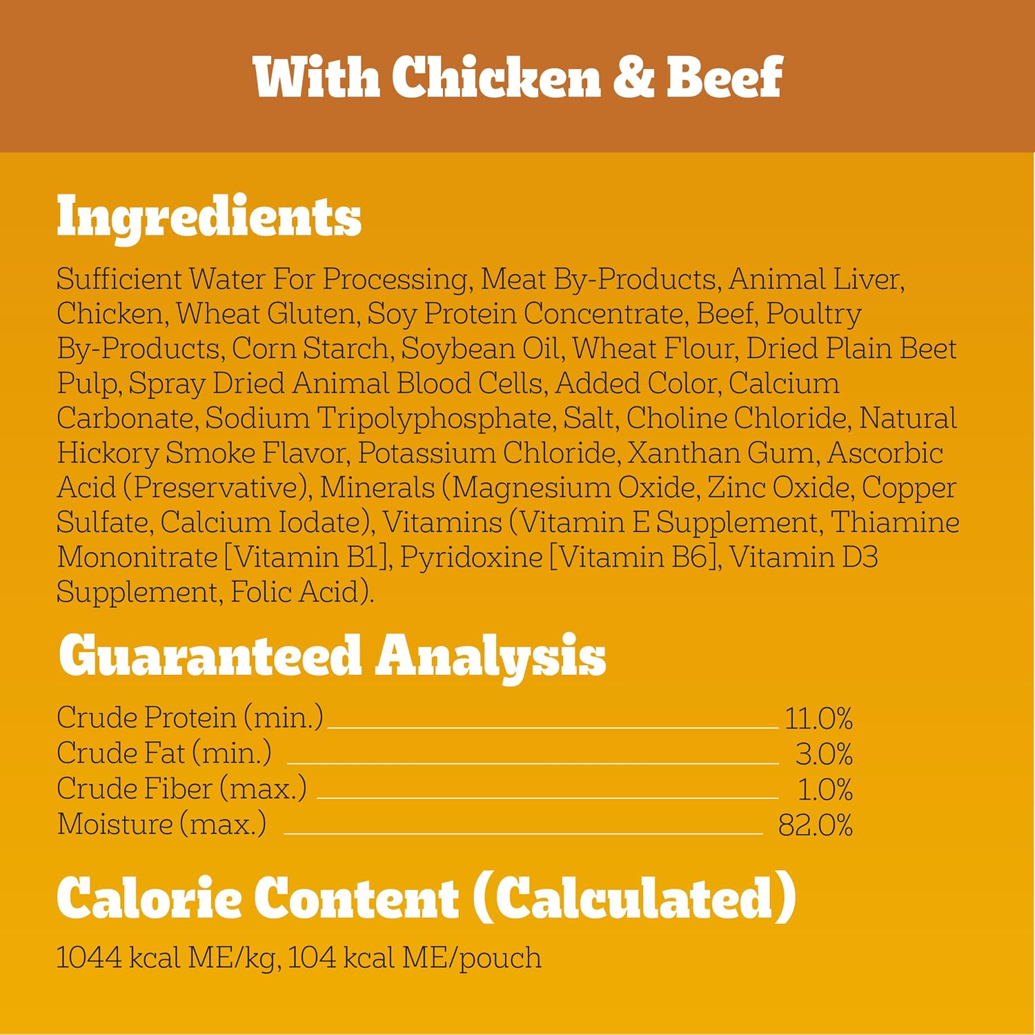 Close up of Pedigree high protein beef recipe wet dog food pouch