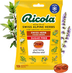 Ricola Swiss Herb Sugar Free Cough Drops 19 Count front packaging showing the classic herbal logo.