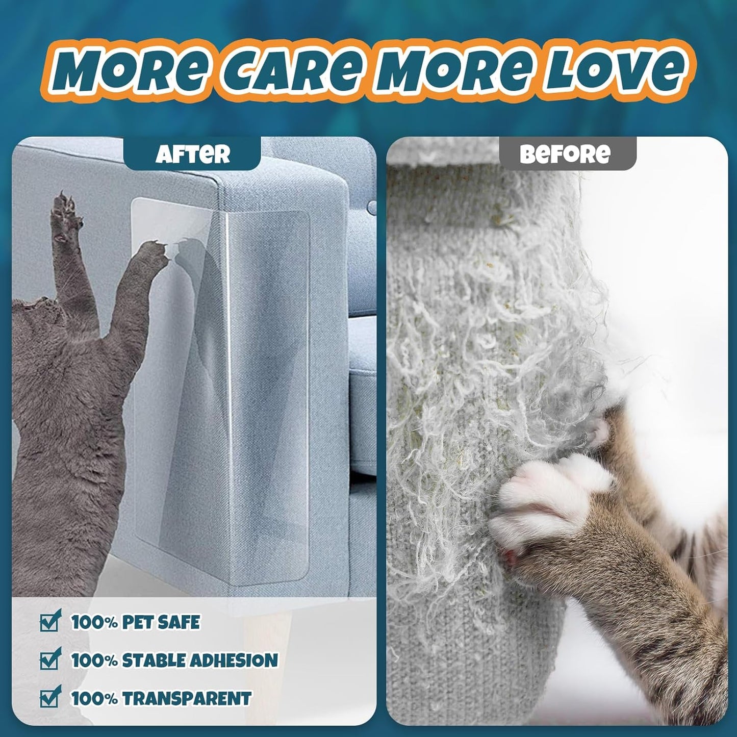 Single sided sticky cat claw protector demonstrating traceless adhesive