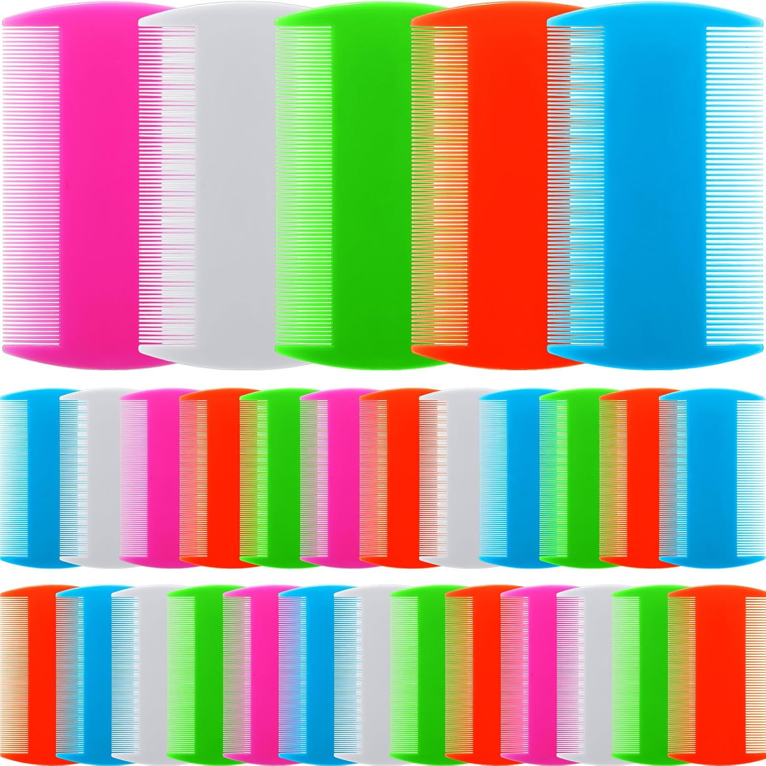 Hushee 50 piece flea comb bulk pack front view showing assorted colors