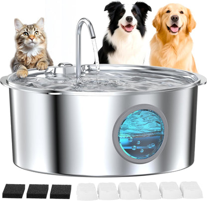 Dog Water Fountain for Large Dogs: Stainless Steel Dog Fountain Water Bowl - 3.2Gal/406oz/12L Super Quiet Big Cat Water Fountain with Visual Water Level -Great for Large Dogs Cats and Multi-Pet Home - Image 11