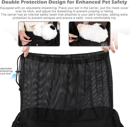 Adjustable strap detail on black CleverCode pet carrier