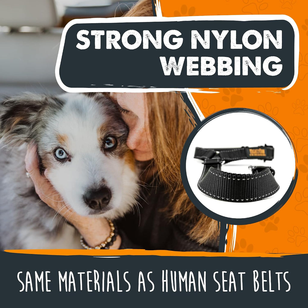 Dog seat belt universal headrest attachment mechanism