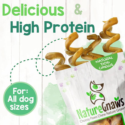 Premium imported USA dog treats Nature Gnaws bully springs for small and medium dogs