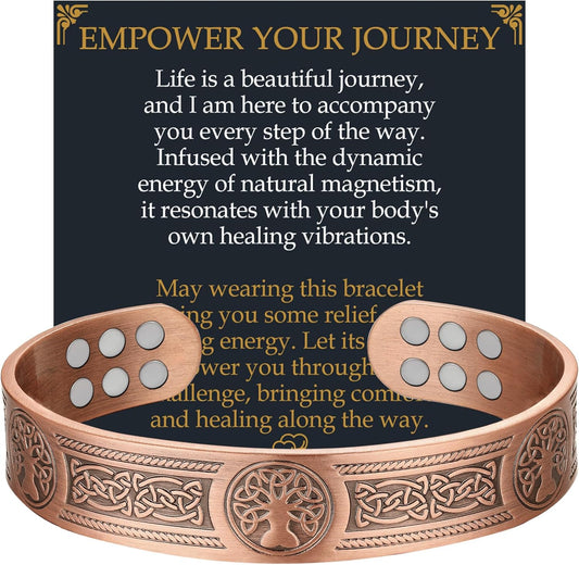 Jecanori Copper Bracelet for Men front view showing Tree of Life design.