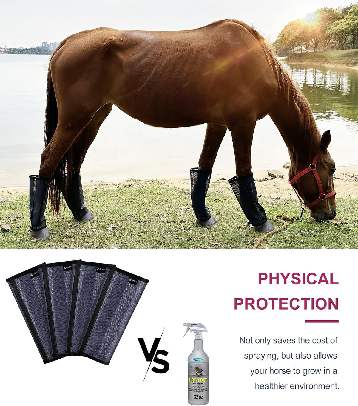LEAFOREST small size equine fly boots hook and loop fasteners