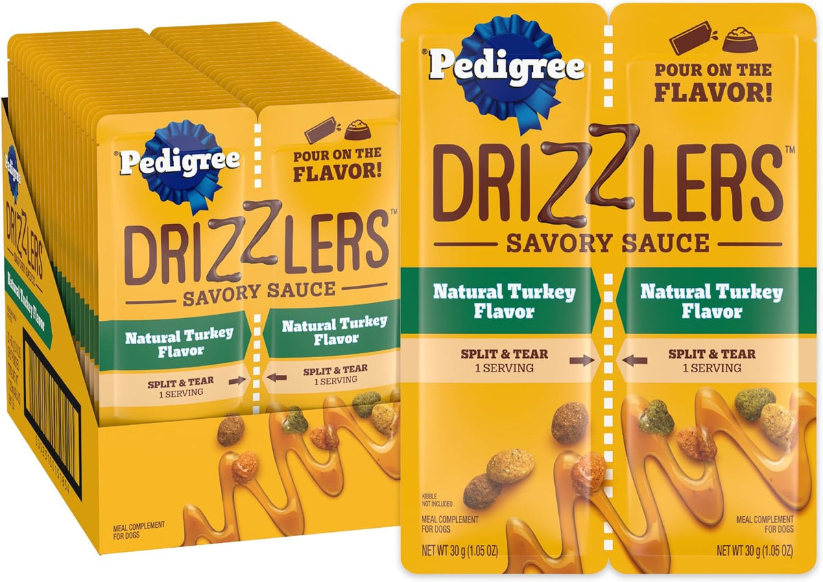 Pedigree Drizzlers for Dogs, Wet Dog Food Gravy Savory Sauce Multipack, 60g Dual-Serving Pouch, 16 Count, Pack of 2 (32 Pouches, 64 Servings Total) - Image 13