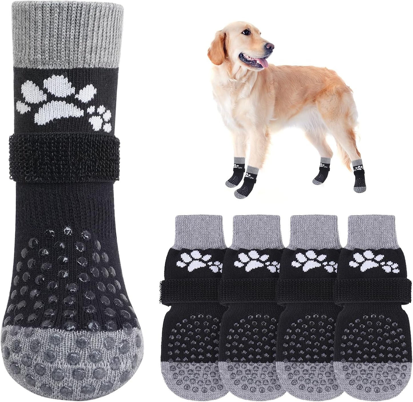 SCENEREAL Anti Slip Dog Sock to Prevent Licking Paws for Hardwood Floors, Boots & Paw Protector Shoes for Hot/Cold Pavement with Grippers, Double Sides Grips for Small Medium Large Senior Dogs - Image 9