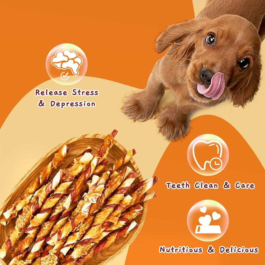 Textured rawhide dog chews for teeth cleaning