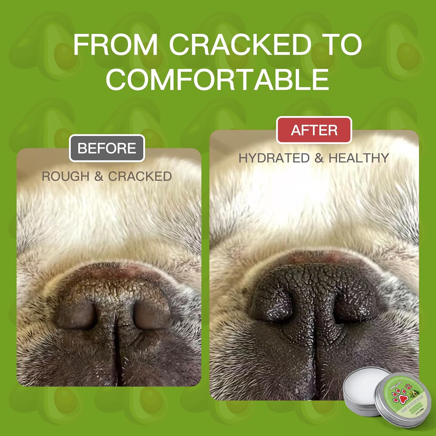 Natural lick safe pet paw moisturizer with cleaning wipes