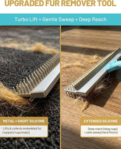 Delomo pet hair remover broom cleaning embedded dog fur from carpet