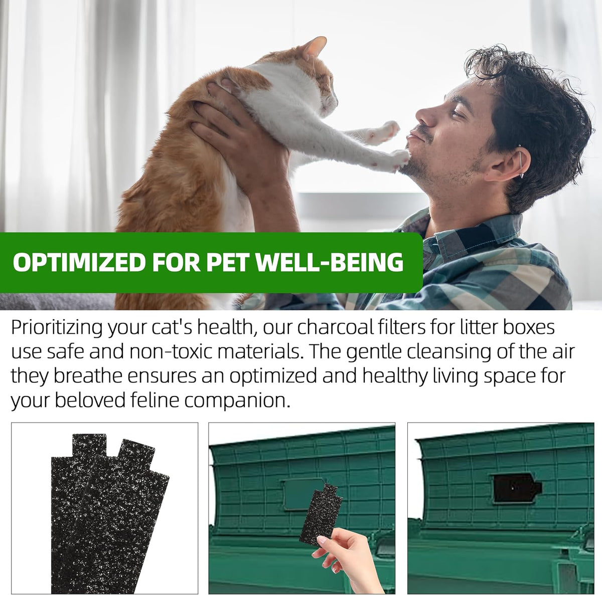 Premium odor absorbing non toxic carbon cotton filter refills for household pet maintenance