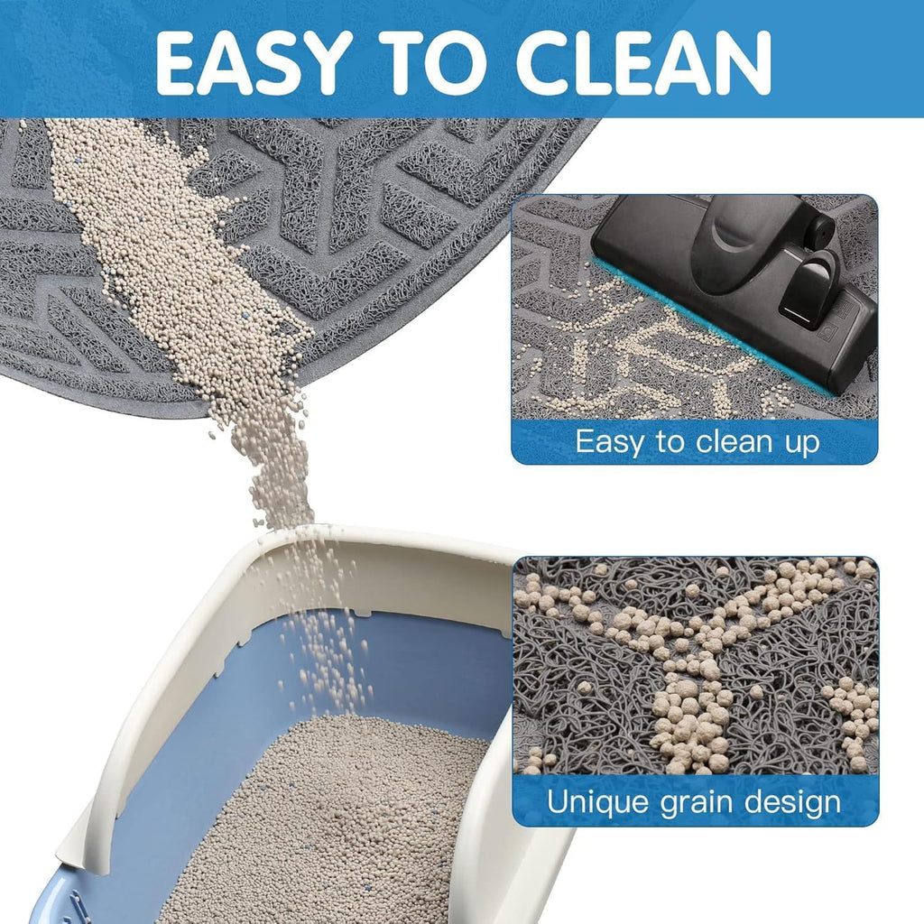 Cat stepping out of litter box onto the soft UPSKY PVC mat