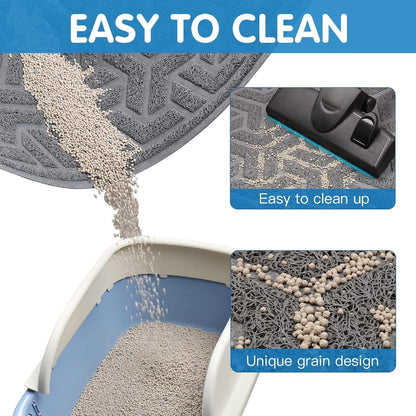 Cat stepping out of litter box onto the soft UPSKY PVC mat