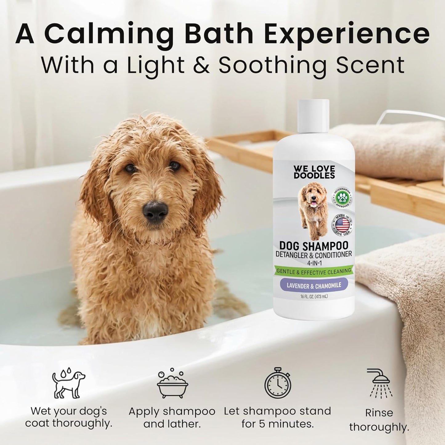 Premium USA imported We Love Doodles four in one dog wash