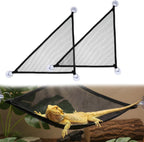 CIATBYYJ bearded dragon hammock front view inside glass terrarium tank