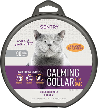 Adjustable feline pheromone collar unrolled on a clean white background