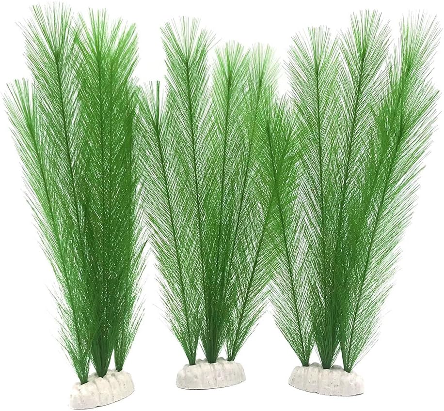 BEGONDIS aquarium decorations 3 pieces artificial green plants front view