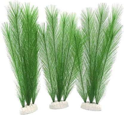 BEGONDIS aquarium decorations 3 pieces artificial green plants front view