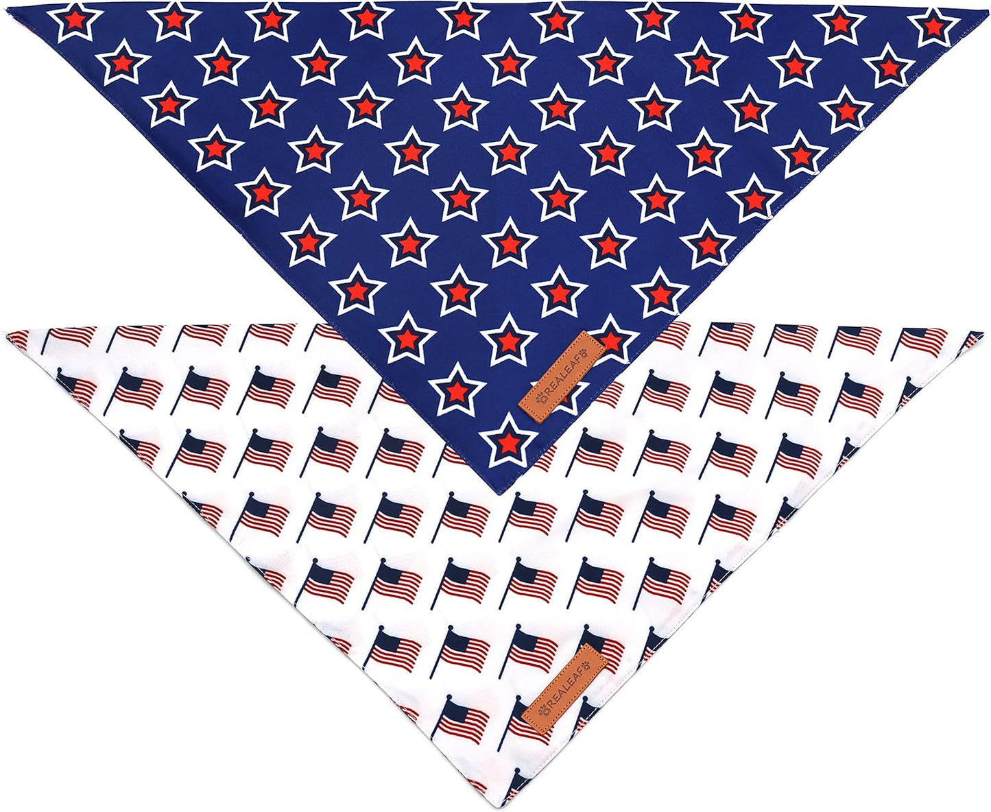 Close up of the Realeaf large dog bandana highlighting the premium double layer stitching.