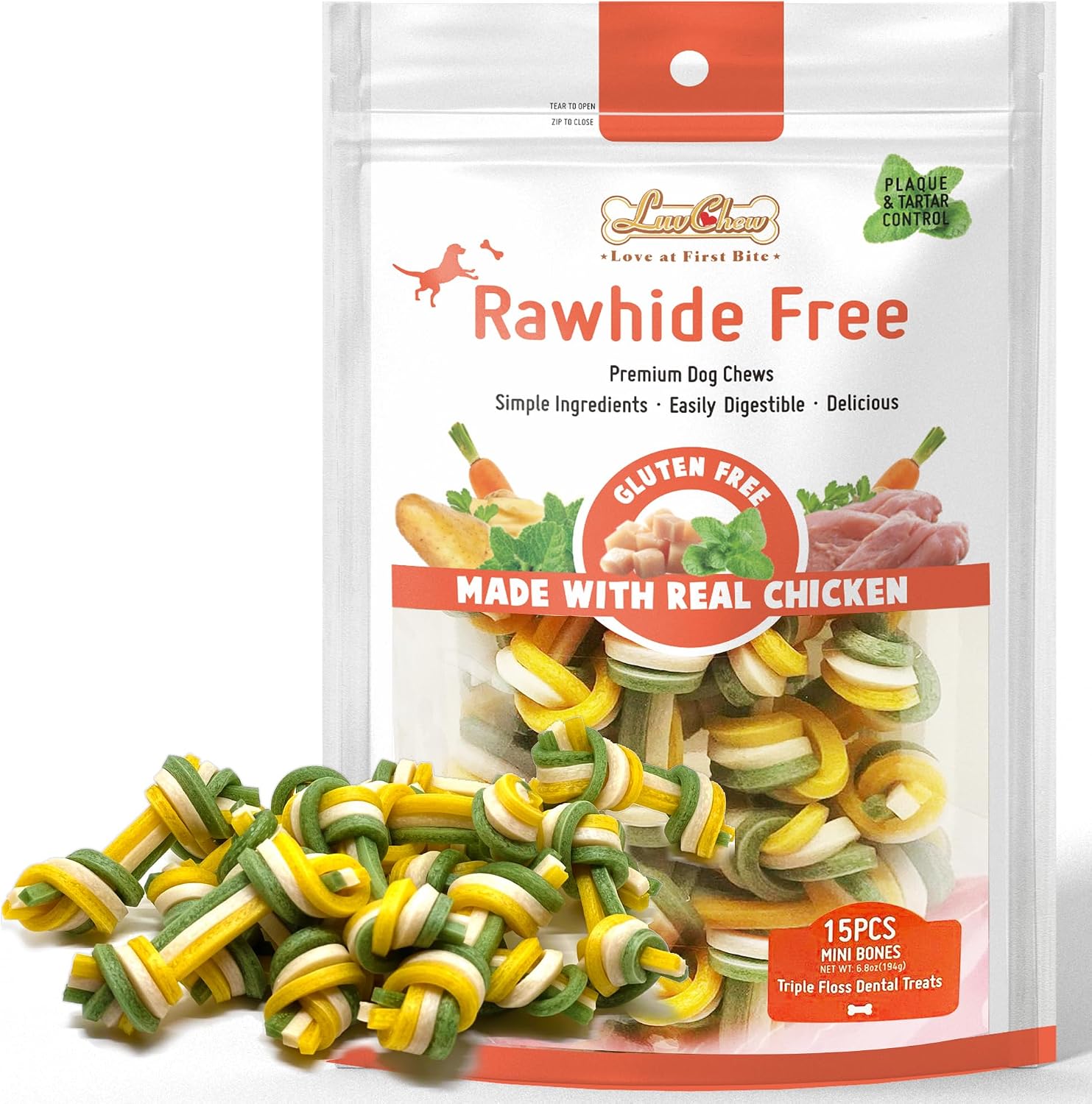 LuvChew Premium Peanut Butter Dog Chew Bones, Rawhide Free, Gluten Free, Made with Limited Ingredients, Delicious, Healthy, Highly Digestible (MINI 18pcs/Pack) - Image 10