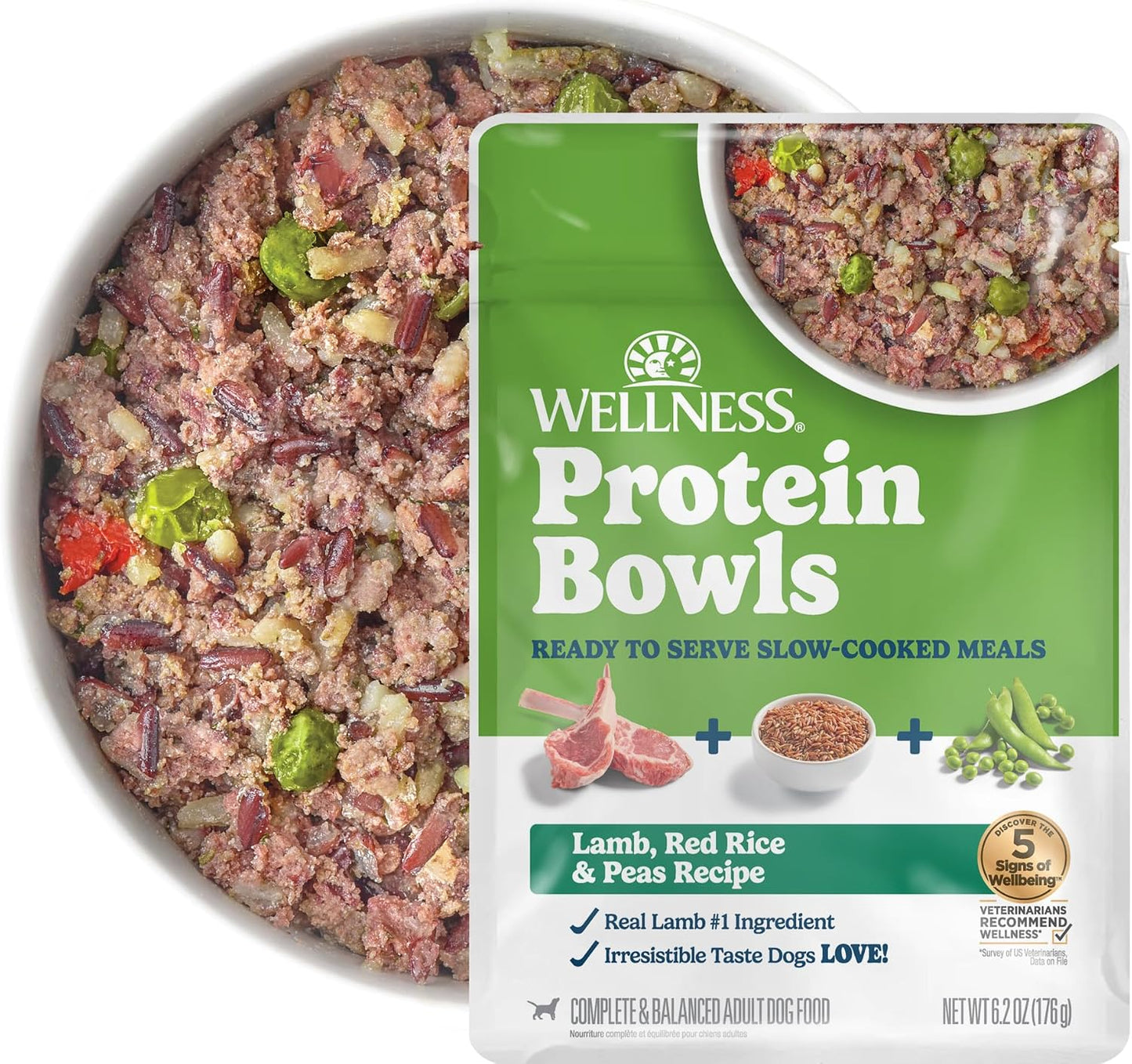 Wellness Protein Bowls Variety Pack Adult Wet Dog Food, Fresh Alternative, Wholesome Grains, Natural, Chicken Recipes, 6.2 oz, Pack of 6 Pouches - Image 10
