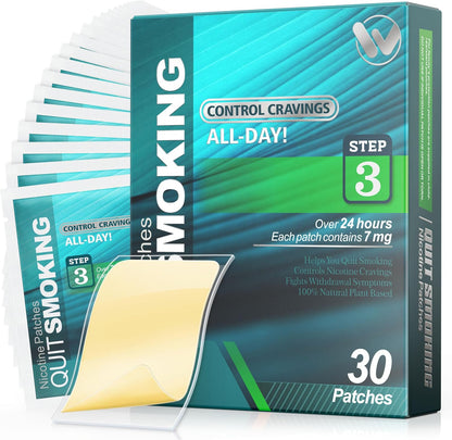 Wofanli Nicotine Patches Step 3 front box view 7mg smoking cessation aid