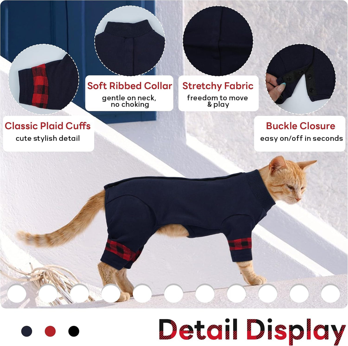 Pumyporeity kitten onesie showcasing back buckle design