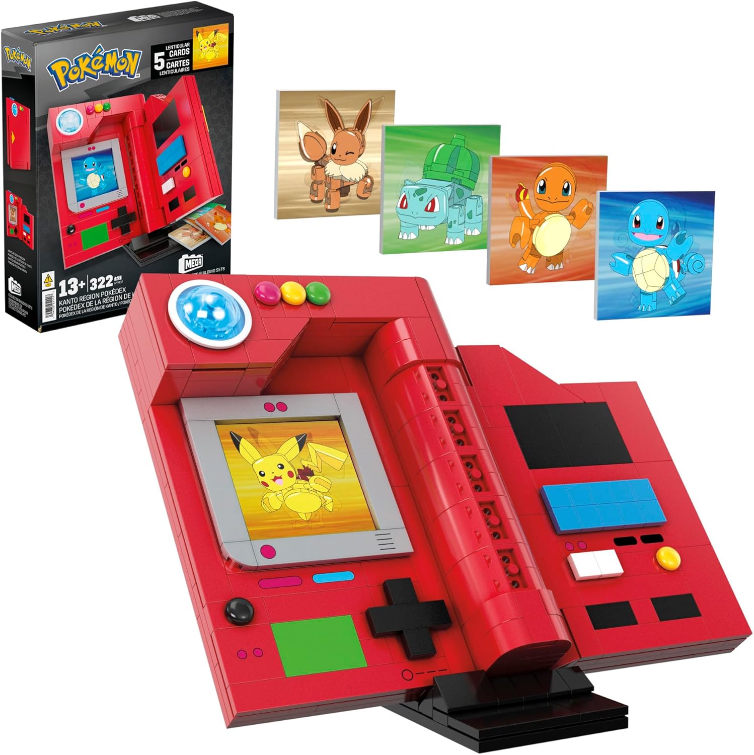 MEGA Brands PokÃ©mon Kanto Region PokÃ©dex front view showing assembled building block design.