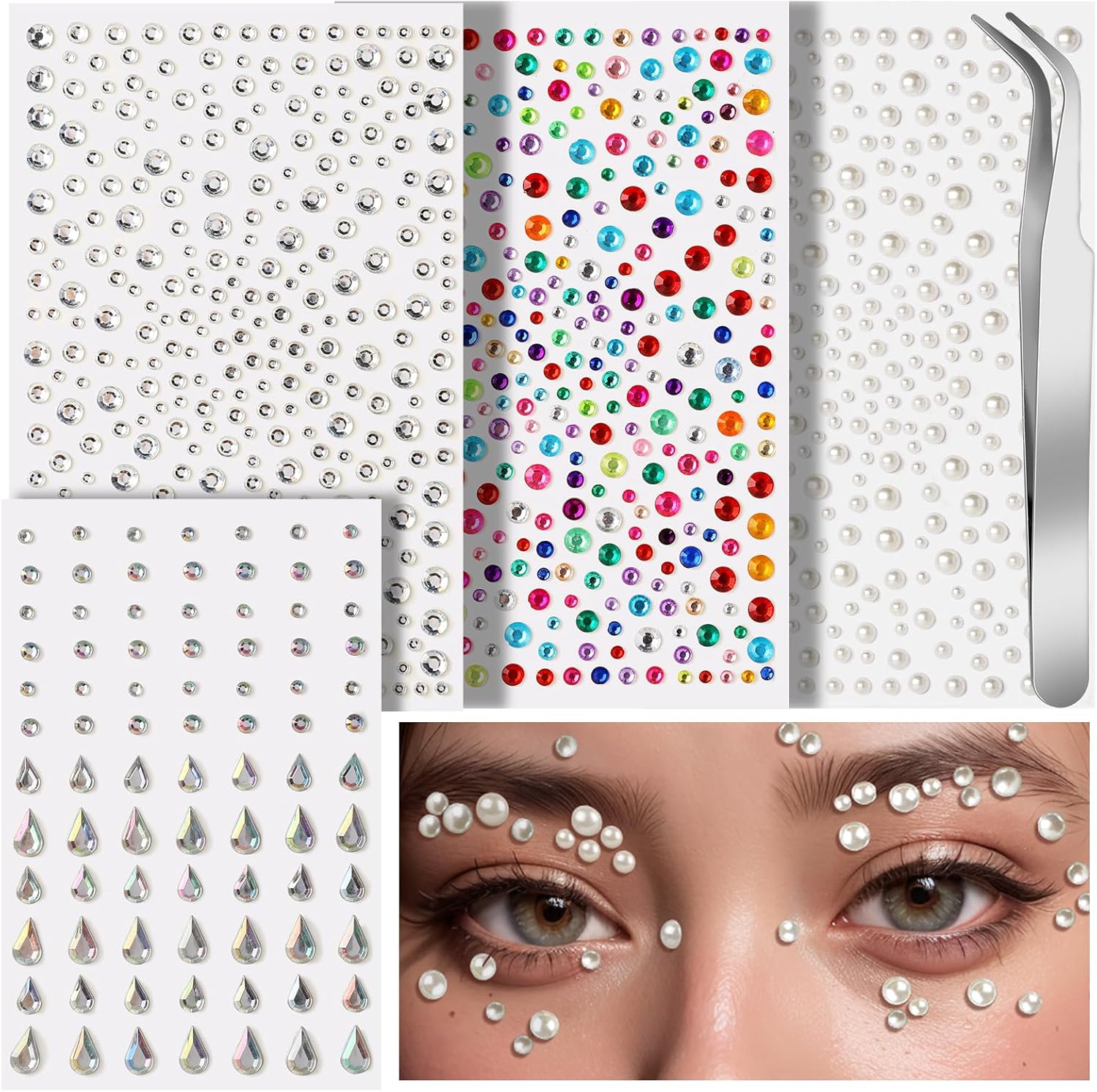 Teenitor face gems and pearls kit front view with applicator