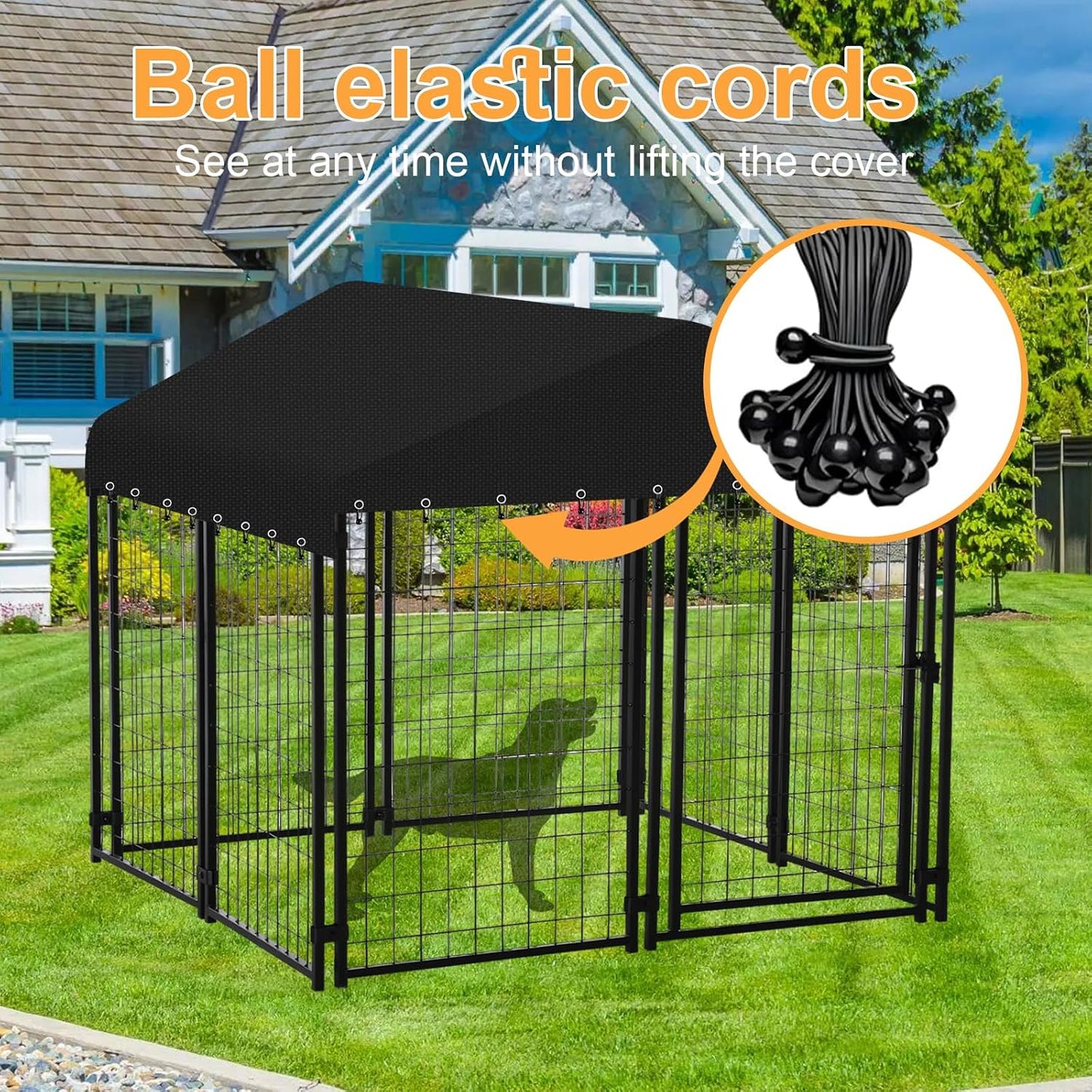 UV resistant dog kennel canopy silver lining underside view
