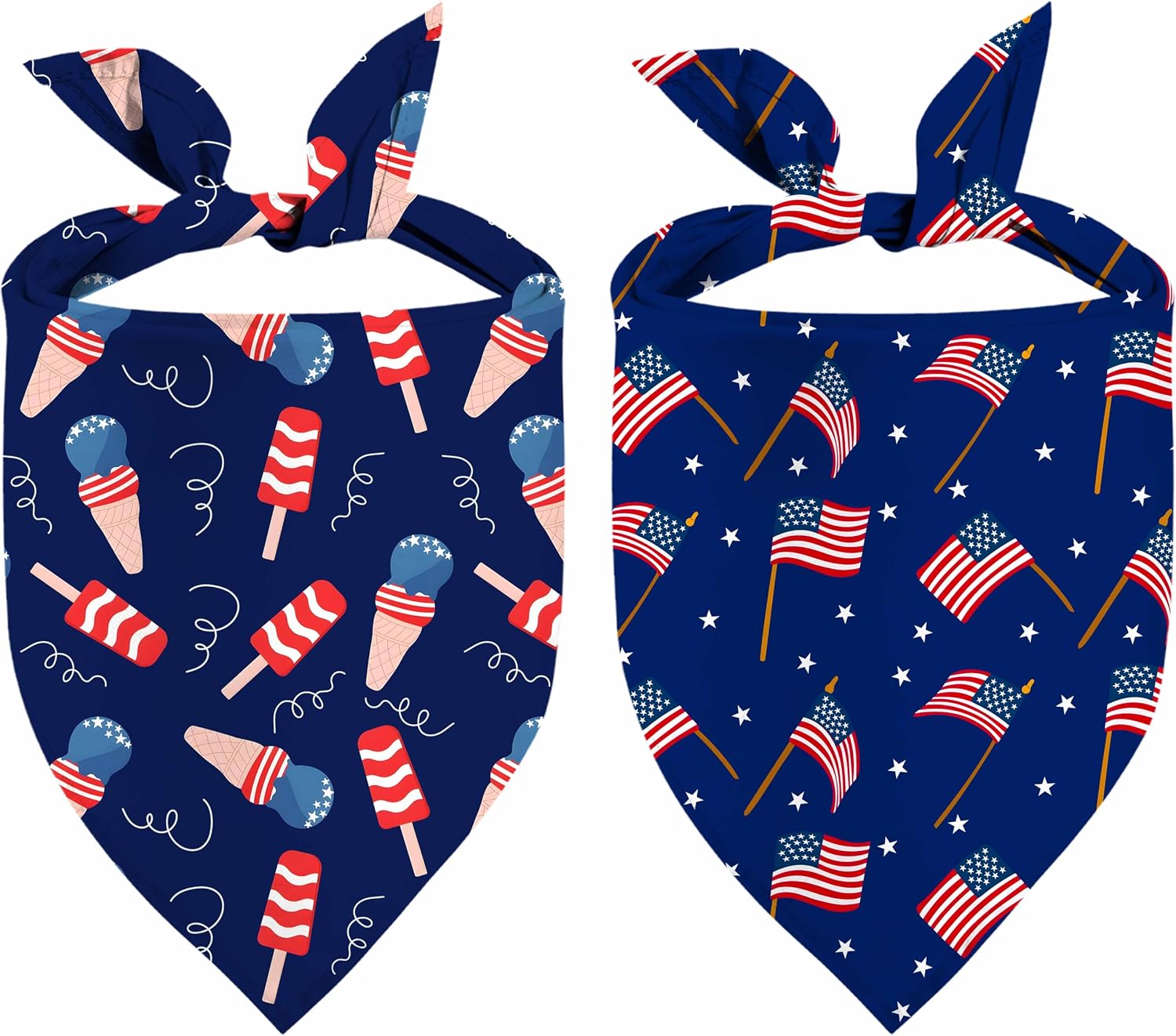 4th of July Dog Bandanas, Patriotic Party Pet Decorations 2 Pack, Adjustable Independence Day Holiday Bandana American Flag Triangle Bibs Cat Scarf Set - Image 9