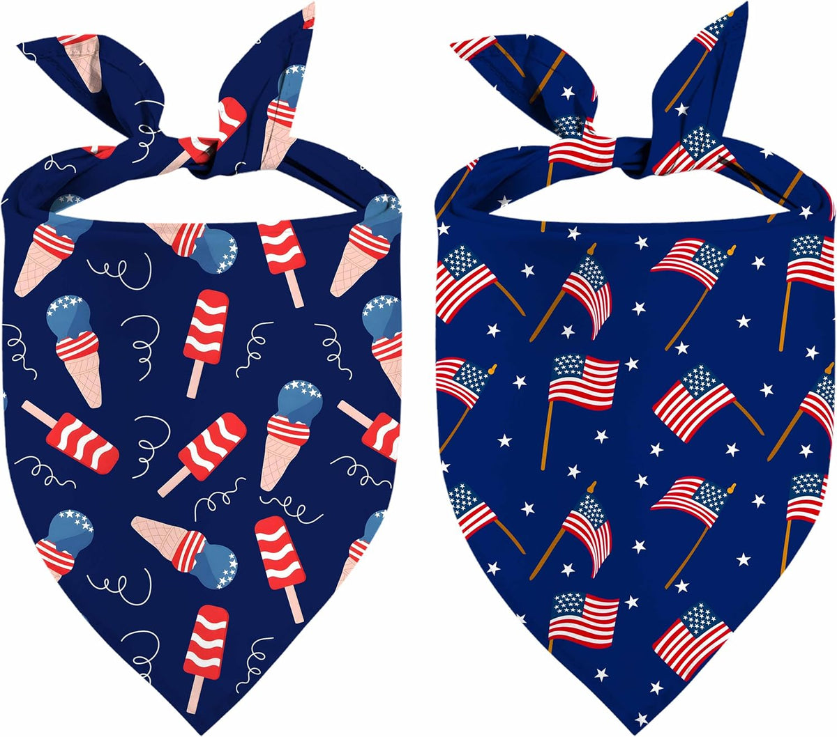 4th of July Dog Bandanas, Patriotic Party Pet Decorations 2 Pack, Adjustable Independence Day Holiday Bandana American Flag Triangle Bibs Cat Scarf Set - Image 9