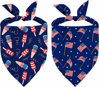 4th of July Dog Bandanas, Patriotic Party Pet Decorations 2 Pack, Adjustable Independence Day Holiday Bandana American Flag Triangle Bibs Cat Scarf Set - Image 9