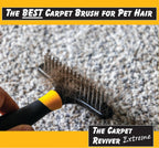 Ergonomic handle detail of Johnny World carpet grooming tool