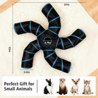 Joytale 5-way pet gym showing the dangling bell ball toy at the entrance to stimulate hunting instincts.