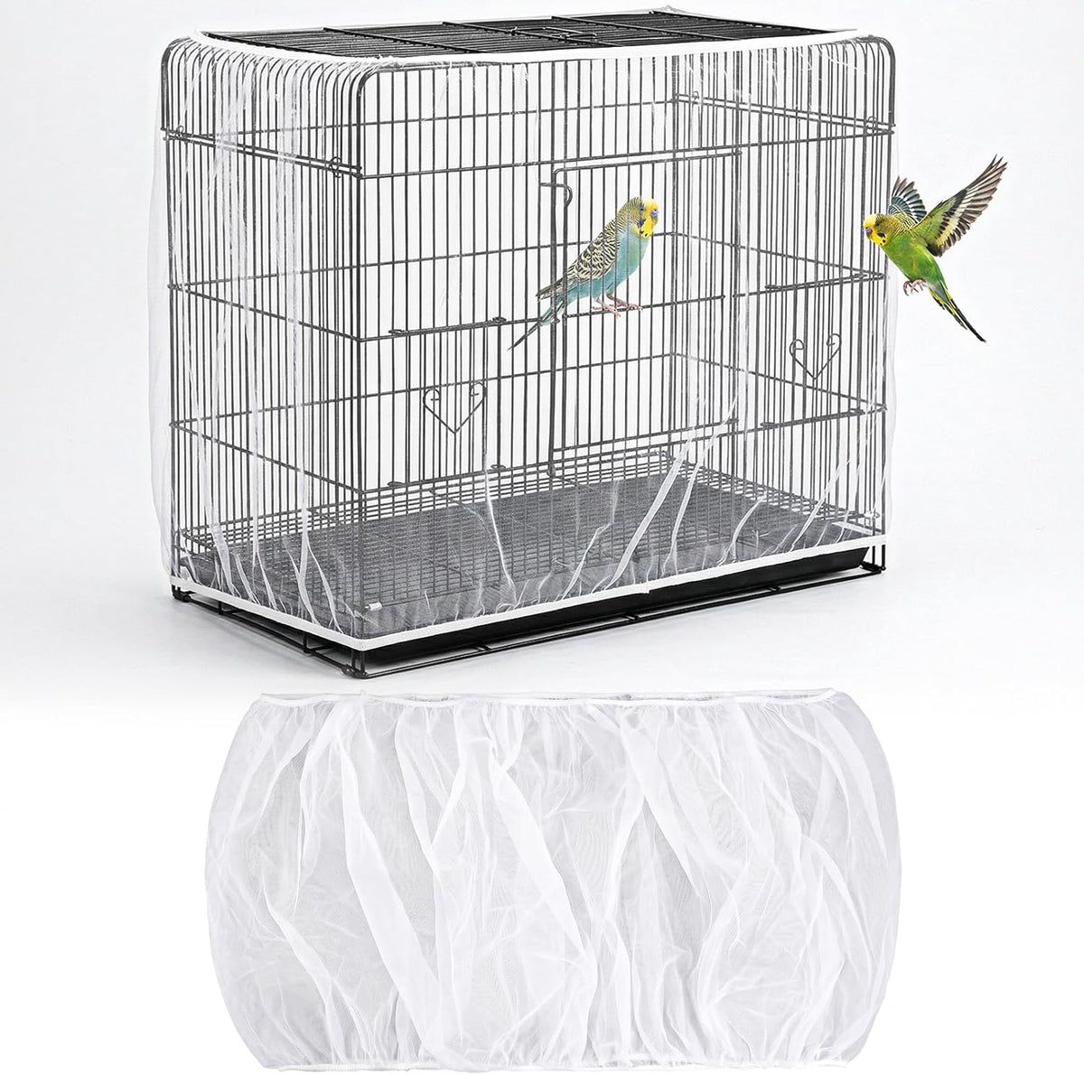 ASOCEA bird cage seed catcher front view mesh guard