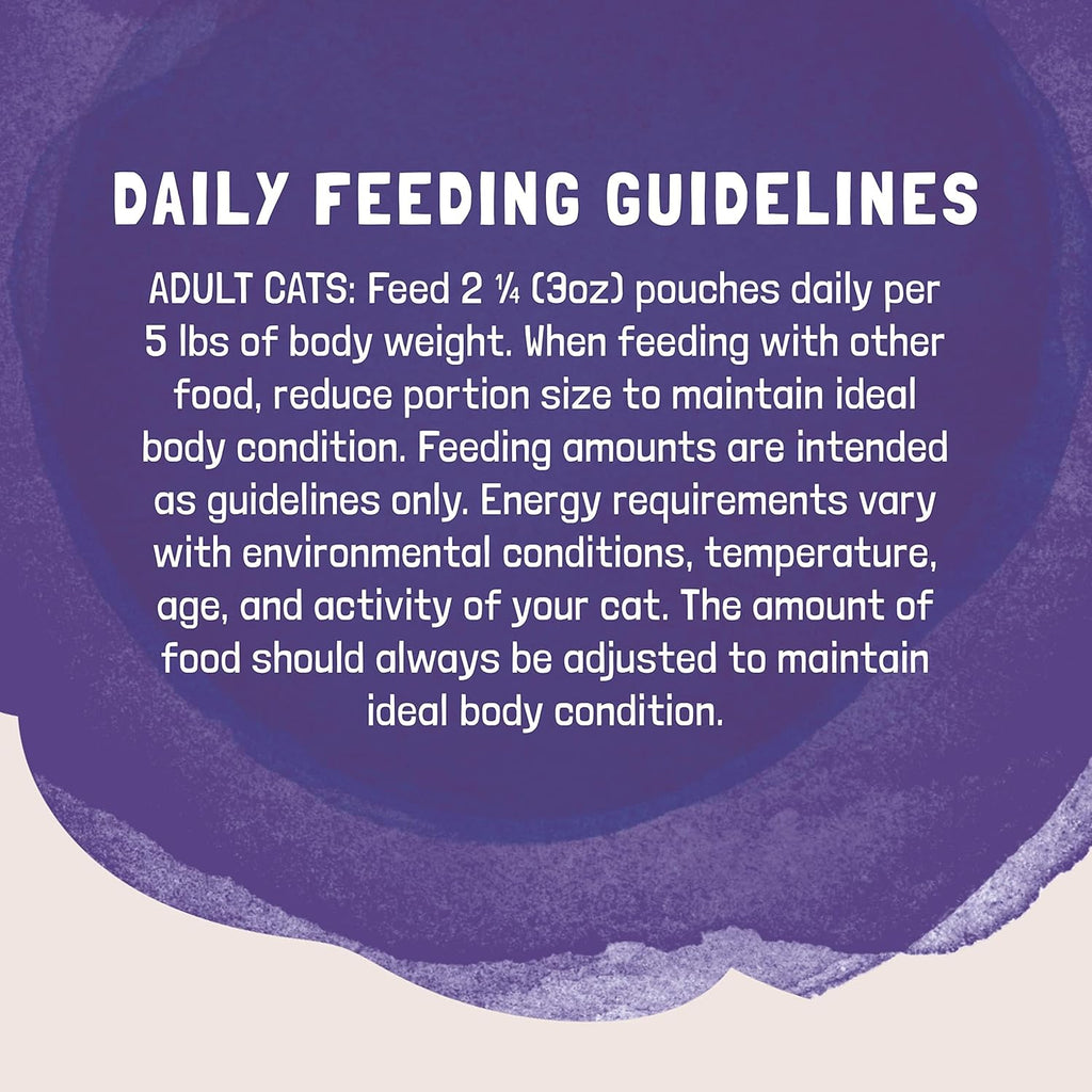 Nutritional information and ingredient panel on three ounce pouch
