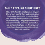 Nutritional information and ingredient panel on three ounce pouch