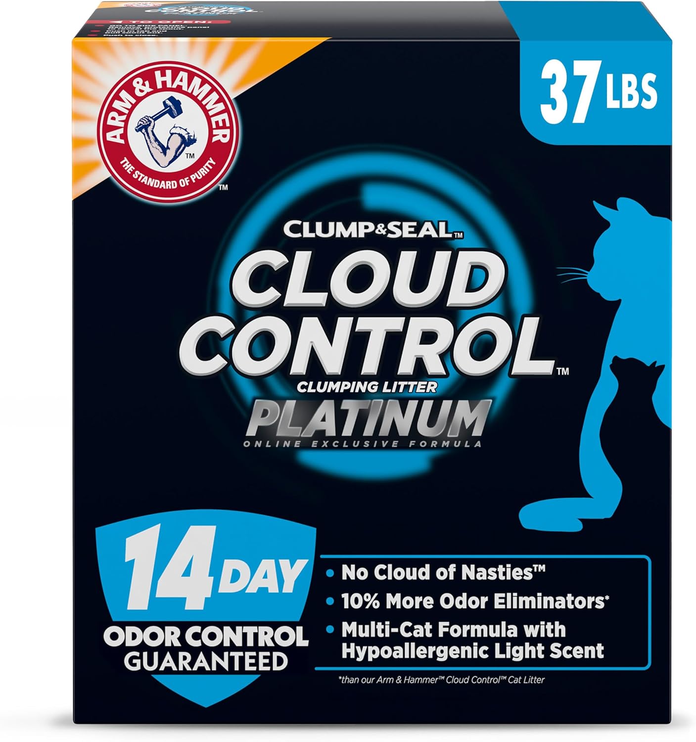 ARM & HAMMER Clump & Seal SLIDE Platinum Multi-Cat Clumping Cat Litter, Easy Clean Technology with No Scrubbing, 14-Day Odor Control, 37 lbs - Image 11