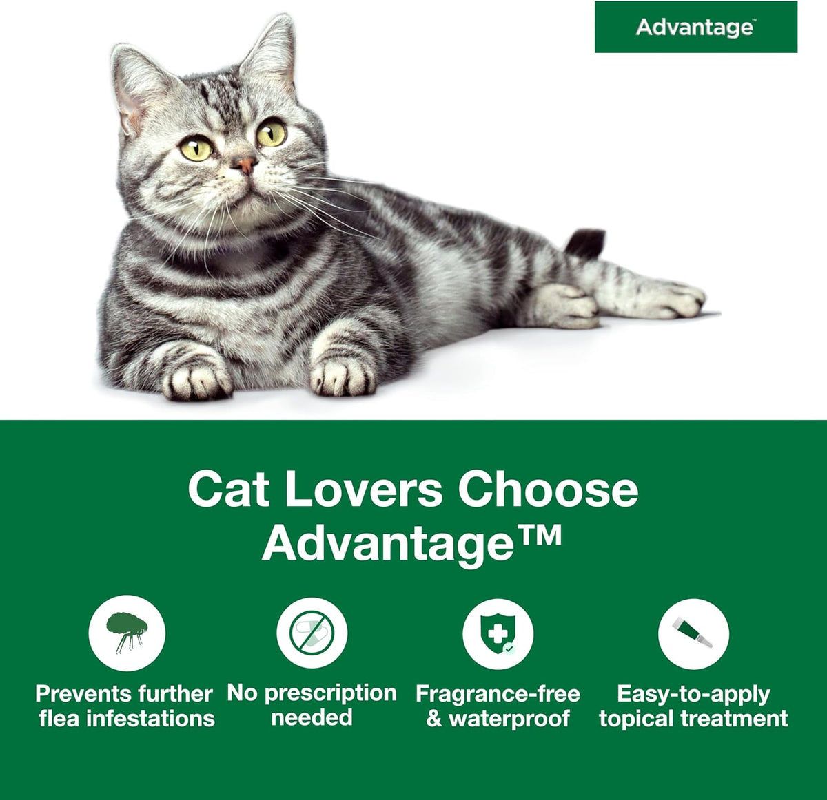 Advantage flea treatment for large cats over 9 lbs waterproof formula logo view