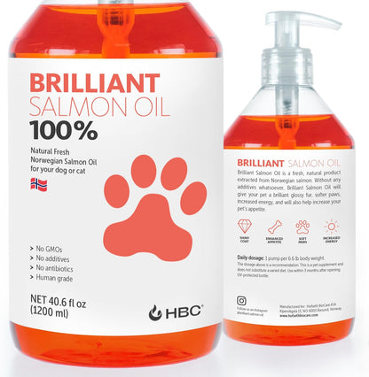 Hofseth BioCare Brilliant Norwegian Salmon Oil front view premium pet omega supplement