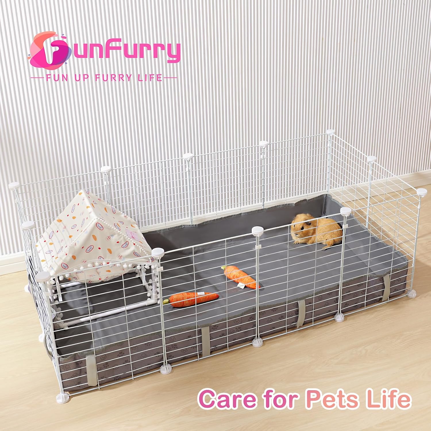 FunFurry cage liner folded showing grey interior