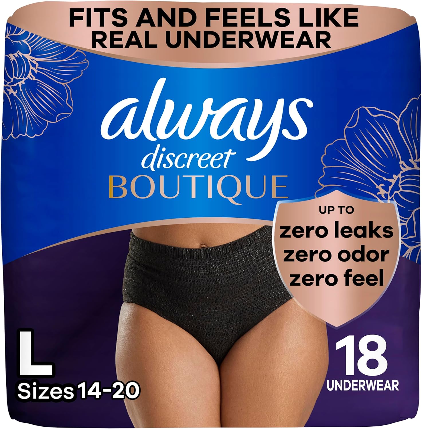 Always Discreet Boutique incontinence underwear front view