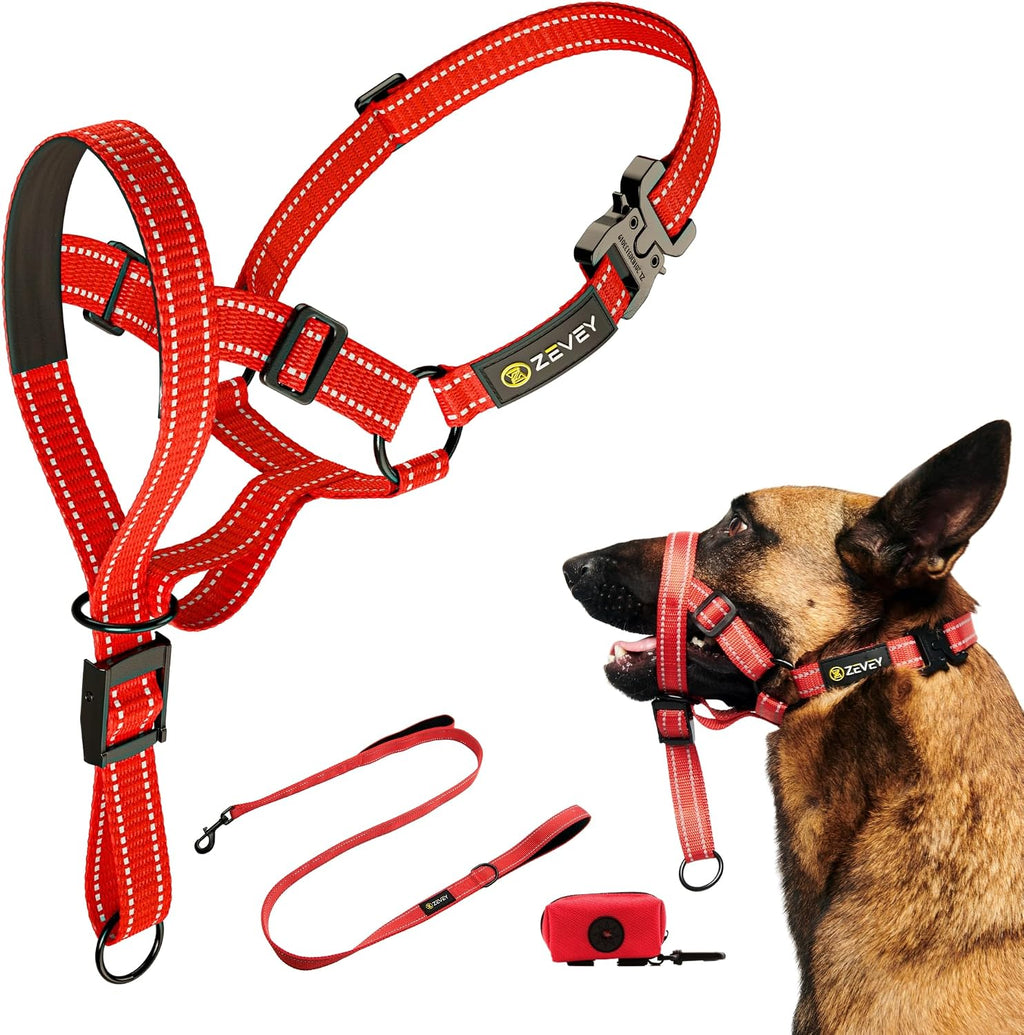 Side profile of dog wearing Zevey headcollar