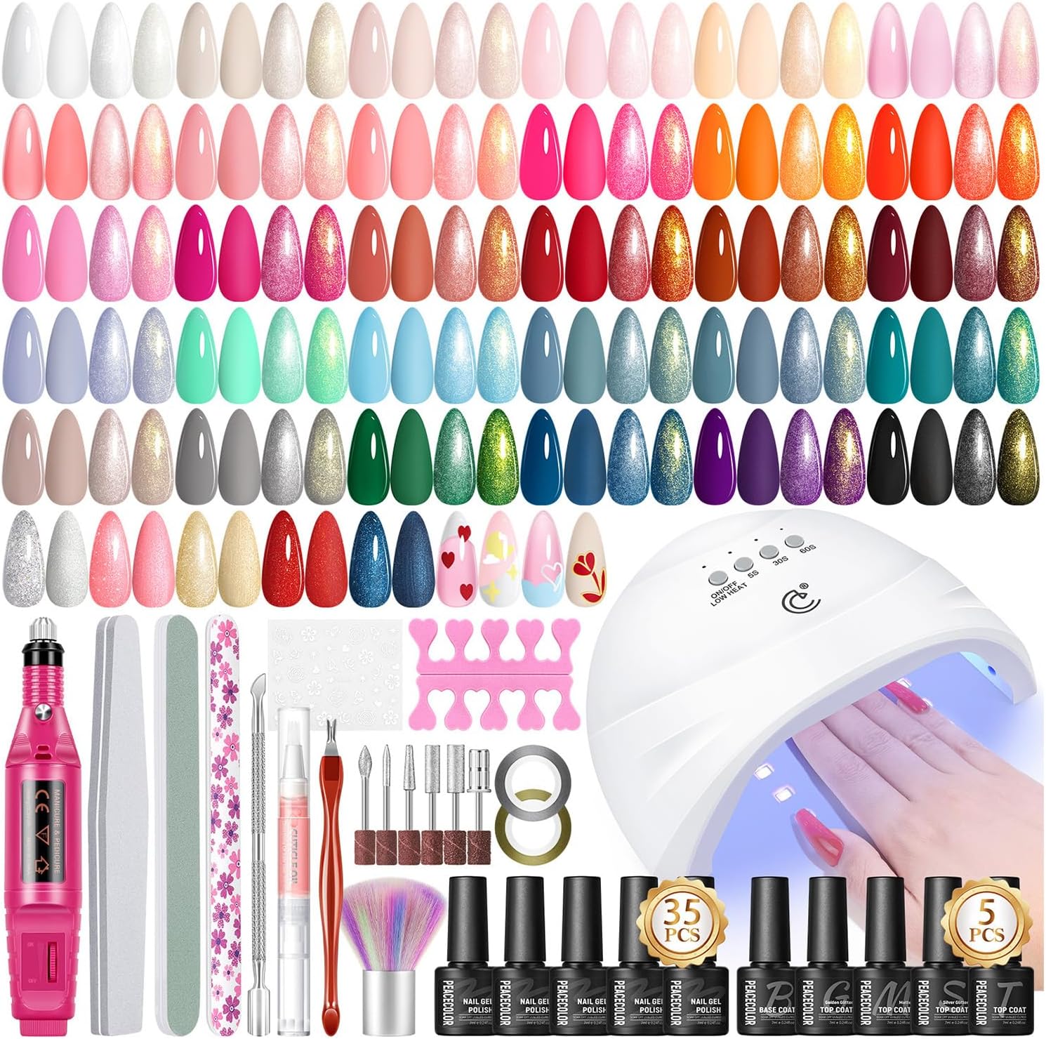 Peacecolor 53 Piece Gel Nail Polish Kit front view