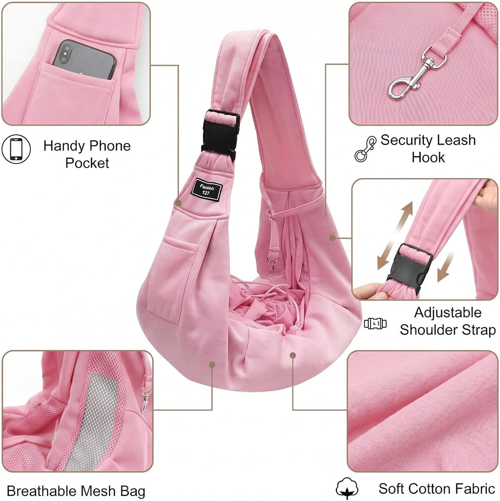 Riuja hands-free puppy sling carrier shoulder strap detail