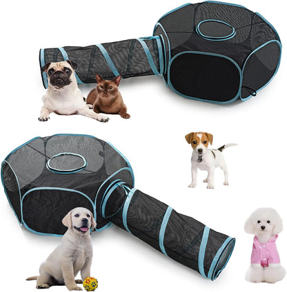 Foldable interactive cat toy tunnel and square cube kennel